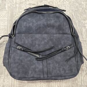 NWOT Faux Suede Gray Backpack Commuter Emo Minimalist Baby Diaper Bag